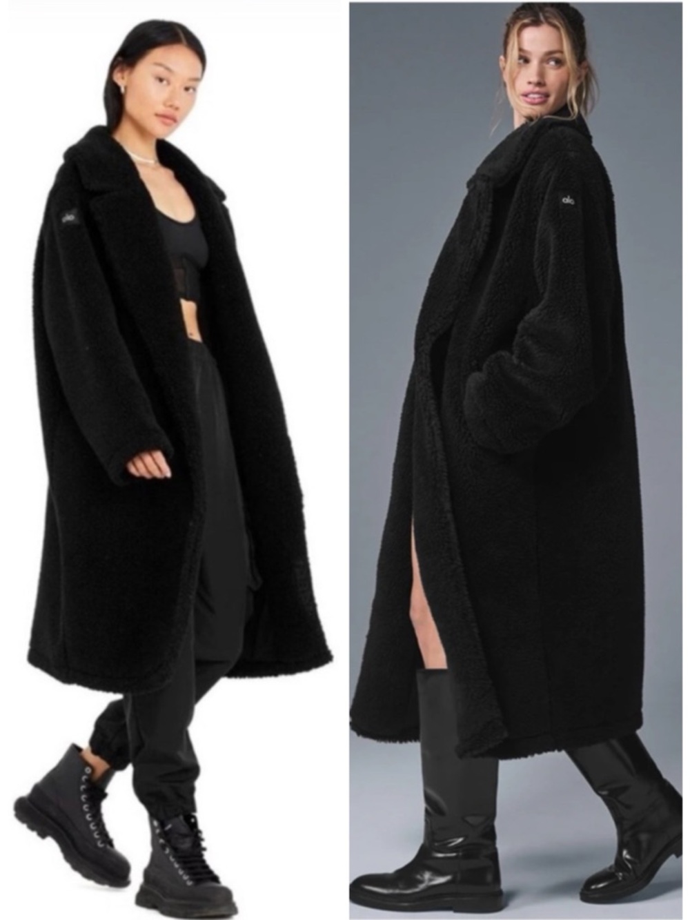 ALO Yoga Oversized Sherpa Teddy Trench Coat in Black SZ S - Picture 1 of 7
